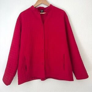 Eileen Fisher 100% Silk Quilted Relaxed Boxy Button Front Jacket Cardigan Large